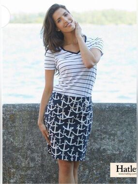 Hatley Women’s Scattered Anchors Print  Pencil Skirt Nautical Preppy  Size 4